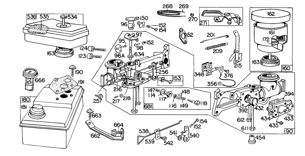 Carb Assembly A/C Grps,fueltank Diagram and Parts List for 80902-9452-55  Briggs and Stratton Engine